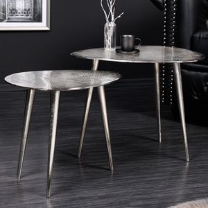 riess-ambiente 2er Set Couchtisch ELEMENTS 50cm silber Metall Beistelltisch Tisch Tisch-Set Wohnzimmertisch Kaffeetisch