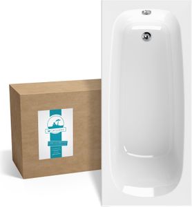 Calmwaters® Rechteck-Badewanne 170x75 cm, Acrylwanne Original, ergonomische Körperformbadewanne, Maße 170 x 75 cm, Rechteckbadewanne Weiß, 02SL3012
