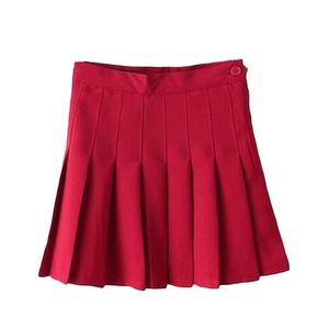 Frauen Sommer einfarbig hoch tailliert plissiert A-Linie Mini-Tennisrock rot XXL