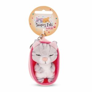 Nici 48841 Schlüsselanhänger Sleeping Pets 10cm Plüsch - Katze grau getigert