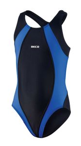 BECO Mädchen Kinder Badeanzug Schwimmanzug Einteiler Größe 140 blau/schwarz