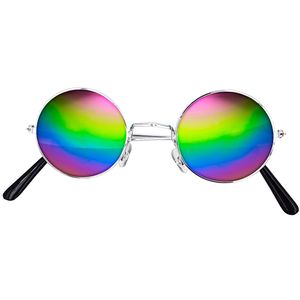 Lennon Brille - Rainbow | Bunte Nickelbrille zum Hippie Retro Partykostüm