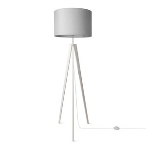 Tischleuchte Dreibein Nachttischlampe Stehlampe E27 Stoff Lampenschirm Uni