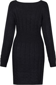 Damen Schulterfrei PulloverKleid Strickkleid Sweater Oberteile Sweatshirt Tops Bluse Lang S