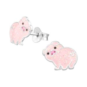 1 Paar Ohrringe Ohrstecker 925 Sterling Silber rosa Schweinchen