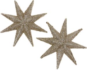 Dekoracyjna gwiazda brokatowa szampan 10cm 12szt - gwiazda bożonarodzeniowa, dekoracja stołu, dekoracja okna, dekoracja choinki