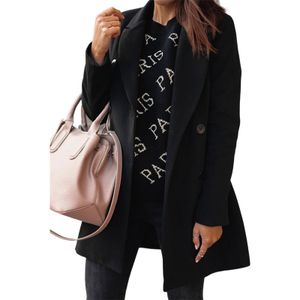 Plus Size Damen Blazer Wolle Trenchcoat Mantel Mantel Mantel Strickjacke,Farbe:Schwarz,Größe:L