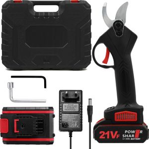 21V prenosné ručné akumulátorové elektrické nožnice s prenosným puzdrom Nabíjateľná lítiová batéria 1200 mAh a nabíjačka Napájané záhradné nožnice na konáre stromov Priemer rezu 30 mm