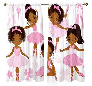 Fertige Kindervorhänge 150x166 cm - Rosa Ballerina
