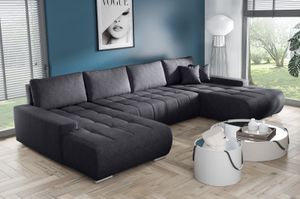 MEBLITO Ecksofa Big Sofa Eckcouch mit Schlaffunktion Bonari U Form Couch Sofagarnitur Monolith 97