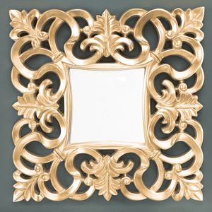 cagü: Romantischer Wandspiegel Spiegel [FLORENCE] Gold in Barock-Design aus Kunststein 75cm x 75cm | Vertikal oder horizontal aufhängbar!