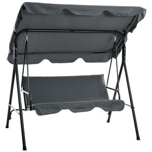 Outsunny Hollywoodschaukel mit Sitzpolster, 3-Sitzer Gartenschaukel mit verstellbarem Sonnendach, Schaukelbank belast bis 240 kg Outsunny Hollywoodschaukel mit Sitzpolster, 3-Sitzer Gartenschaukel mit verstellbarem Sonnendach, Schaukelbank belast bis 240 kg