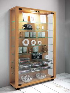LumoMini Vitrinenschrank 2 Glastüren Buche Nachbildung.