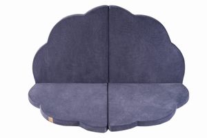 MeowBaby Wolke Klappmatratze Spielmatte 160x160cm Spielteppich für Kinder, Samt, Grau-Blau