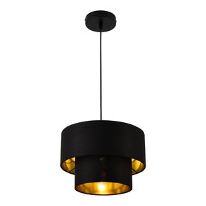 Hängeleuchte Lopar E27 Deckenleuchte Hängelampe 30 cm Metall Stoff Schwarz-Gold