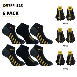 Caterpillar 6 Paar Knöchellange Socken / Arbeitssocken / Arbeitssneaker Baumwolle (Schwarz, 43-46)