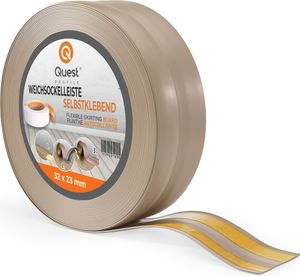 QUEST Mäkká samolepiaca lišta 32x23 mm, flexibilné obloženie stien v kuchyni a kúpeľni, PVC lišta, tesniaca páska, béžová, 25m