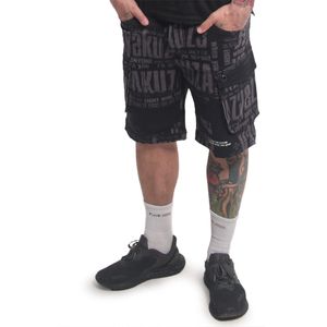 Yakuza Herren Anyone Allover Cargo Shorts, Schwarz, 36W