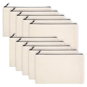Stoffbeutel mit Reißverschluss 10 Stück Beige