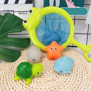 Badespielzeug Fischernetz mit 4 Leuchtende Tierspielzeuge, für Baby ab 1 2 3 Jahr, Badewanne Spielzeug Kinder, Badewannenspielzeug, 1#