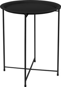 ML-Design Odkládací stolek s odnímatelným podnosem, Ø 43x52 cm, černý, z kovu, skládací, konferenční stolek do obývacího pokoje konferenční stolek noční stolek zahradní stolek na nápoje a občerstvení
