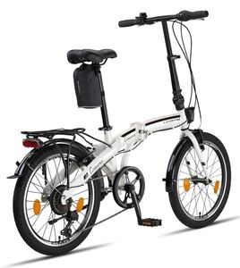 Licorne Bike Conseres Premium Falt Bike in 20 Zoll - Fahrrad für Herren, Jungen, Mädchen und Damen - Shimano 6 Gang-Schaltung - Hollandfahrrad , Farbe:Weiß/Schwarz, Zoll:20