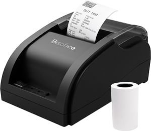Bisofice Desktop 58 mm termálna tlačiareň účteniek Bezdrôtová tlačiareň čiarových kódov Pripojenie USB + BT s 1 kotúčom papiera vo vnútri Podpora pripojenia k pokladni príkazom ESC Kompatibilný so systémom Windows Android iOS pre maloobchodné predajne supermarketov