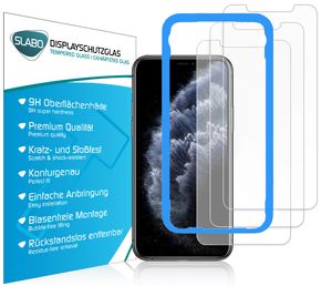 3 x Slabo PREMIUM Panzerglasfolie für iPhone 11 Pro | iPhone X | iPhone XS KLAR "Tempered Glass" 9H (verkleinerte Folien) Schutzglas Schutzfolie Displayglas