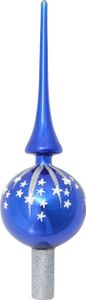 Krebs Glas Lauscha Christbaumspitze - Blau Glänzend - aus Glas - ca. 28cm - für ein edles Finish am Baum