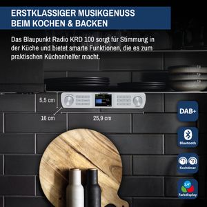BLAUPUNKT KRD 100 WH Küchen-Unterbauradio mit Farbdisplay, DAB+, Bluetooth - weiß