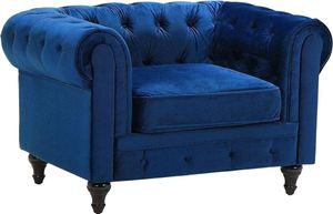 BELIANI Fotel niebieski welur chesterfield tuftowany pikowany aksamit vintage glamour salon