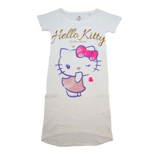 Hello KittyClassic Damen kurzarm Schlafshirt Shirt Nachtshirt – Gelb / L