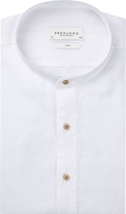 Profuomo Hemd weiß Leinen Slim Fit Stehkragen