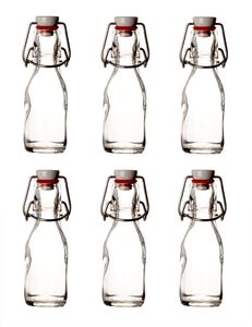 6x Glasflasche mit Porzellan-Bügelverschluss 100 ml - Draht-Bügelflasche zum Ansetzen von Ölen