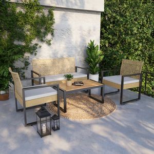 Gartenmöbelset ‘Calciano’ 4-tlg. Set aus einem Tisch, Bank, 2 Stühlen