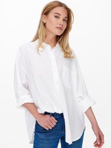 Oversized Leinen Basic Hemd Bluse Langarm Business Tunika Shirt ONLTOKYO | S