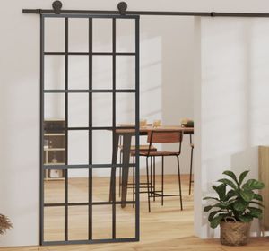 vidaXL Drzwi przesuwne z okuciem ESG szkło & aluminium 90x205 cm vidaXL Drzwi przesuwne z okuciem ESG szkło & aluminium 90x205 cm