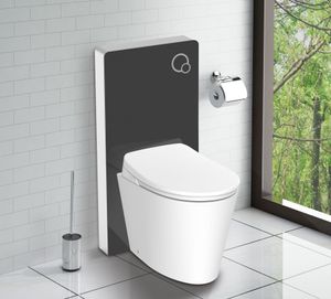 Schwarzglas Sanitärmodul für Stand-WC inkl. Betätigungsplatte