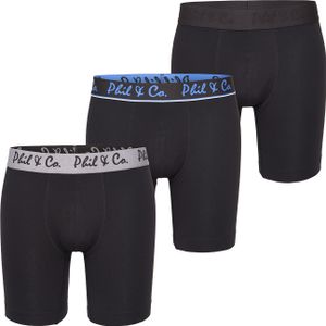 Phil & Co. Berlin Retro-Boxer Long Boxer Briefs, Retro-Boxer Retro-shorts unterhose Jersey Long Boxer black L (Herren)