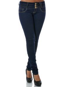 Damen Skinny Jeans Hose Stretch High Waist Blau 36