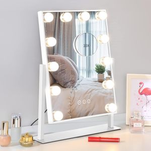 Spiegel mit 12 led Beleuchtung, Schminkspiegel, Kosmetikspiegel mit intelligent Touchscreen Schminktisch Stehspiegel, 45,7cmx8,5cm