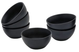 Keramik Dip Schale schwarz matt - 6er Set - Snack Saucen Schüssel - Dessertschälchen Servierschale klassisch