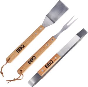 BBQ Collection Grillgeräte 3 Stück - Zange, Spatel, Gabel - Edelstahl