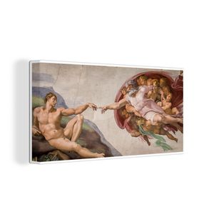 OneMillionCanvasses® - Leinwandbilder -Bild auf Leinwand Wandbild Leinwandbild Die Erschaffung von Adam - Gemälde von Michelangelo, 40x20 cm, Kunstdruck Wandkunst Wohnzimmer Schlafzimmer