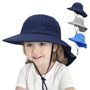Mädchen Sonnenhut Verstellbarer Hut mit breiter Krempe Sonnenschutz UPF 50 für Baby Mädchen Jungen Säugling (6 marineblau)