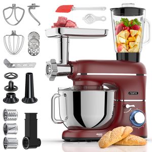 Fentic 6-in-1 Küchenmaschine – 2000W – Mit Fleischwolf, 1,5L Entsafter, Gemüseschneider und Mehr – Knetmaschine mit 6,2L Rührschüssel und Zubehör