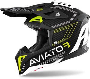 Airoh Aviator 3 Primal 3K Carbon Motocross Helm (Yellow Matt,XS (53/54))