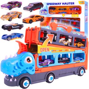 MalPlay Launcher Car Transporter 2in1 + 6 Autos | Spielzeugauto | Rennbahn mit Rennwagen | Autotransporter |Kinder ab 3 Jahre
