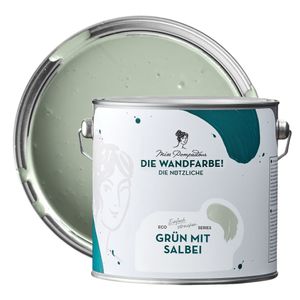 MissPompadour abwaschbare Wandfarbe Grün mit Salbei 2,5L - hohe Deckkraft - matte, scheuerbeständige Innenfarbe - geruchsarm, wasserbasiert, ergiebig - Die Nützliche