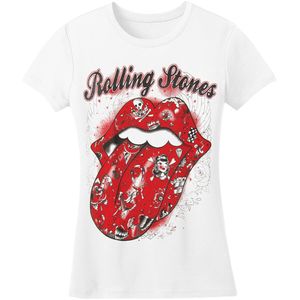 The Rolling Stones - "Tattoo" T-Shirt für Damen RO4575 (XXL) (Weiß)